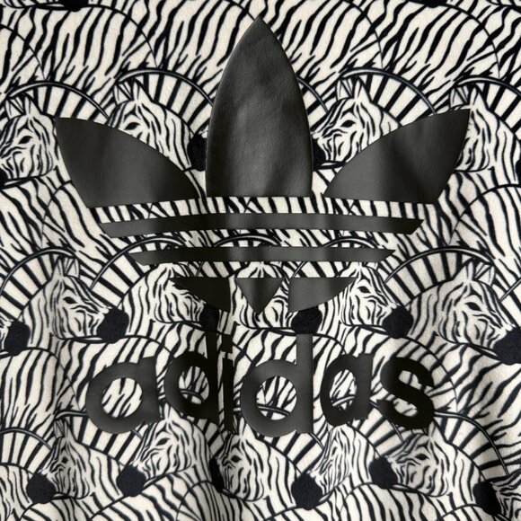 Adidas Zebra Print Velour Soft Crewneck Long Sleeve Top Kids Size Large - Picture 2 of 4